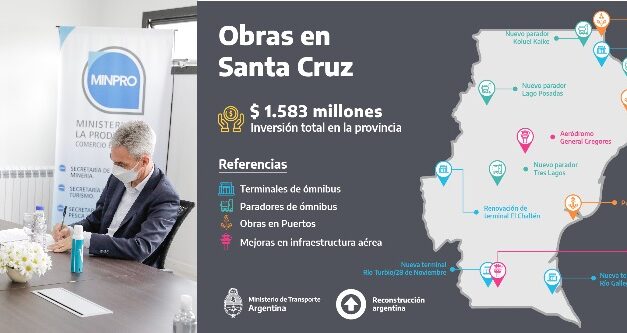 Meoni visitó Santa Cruz y firmó convenios para la renovación de terminales, compra de maquinaria y  modernización del sector aéreo y portuario