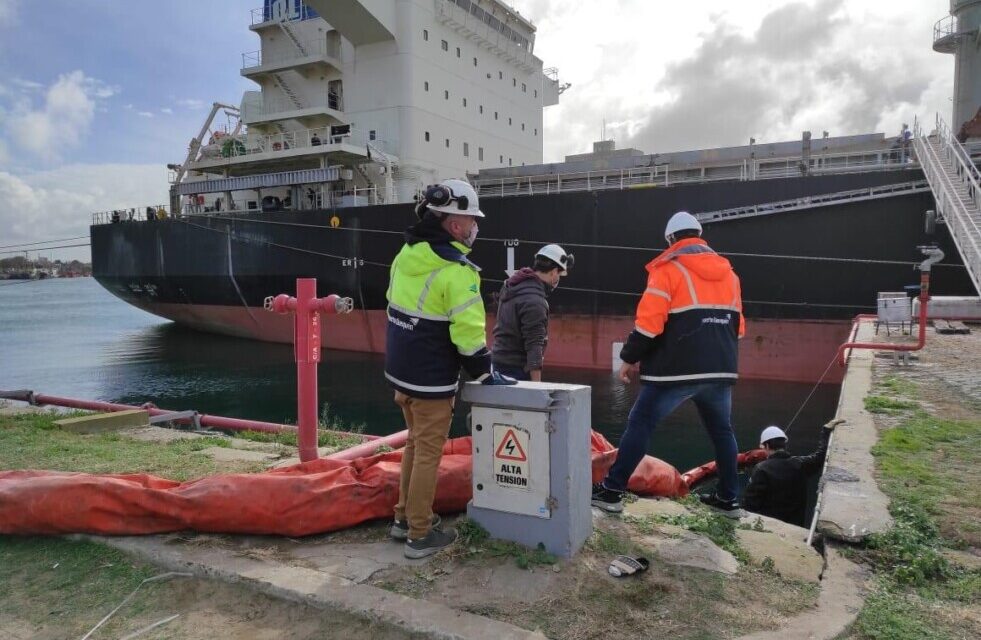 Accidente en la terminal de fertilizantes Pier Doce en Puerto Quequén