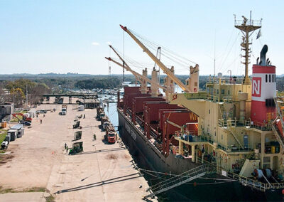 Desde Concepción del Uruguay zarpó un buque ultramarino con troncos de pino hacia India