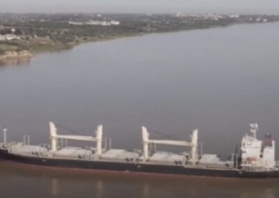 Un buque con 25 mil toneladas de harina de soja quedó varado en el río Paraná
