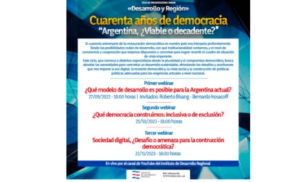 Instituto de Desarrollo Regional Presenta Ciclo Online “Desarrollo y Región” Conmemorando 40 Años de Democracia en Argentina