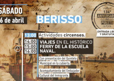 El Puerto de La Plata celebra su 134º aniversario con actividades culturales y de entretenimiento