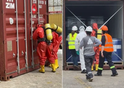 Operativo de alto riesgo en Montevideo: controlaron una fuga de gas tóxico en un contenedor con carga peligrosa