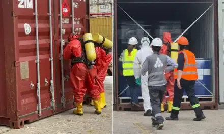 Operativo de alto riesgo en Montevideo: controlaron una fuga de gas tóxico en un contenedor con carga peligrosa
