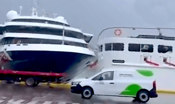 El viento extremo provocó un choque entre cruceros en el Puerto de Ushuaia