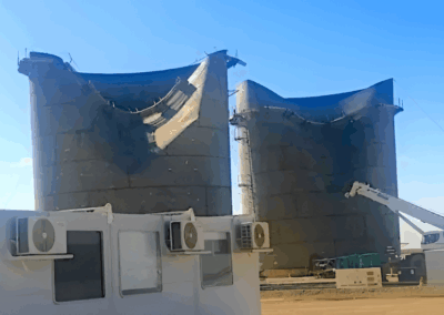 Temporal de viento en Punta Colorada daña obras de VMOS: dos tanques afectados y reparaciones en marcha