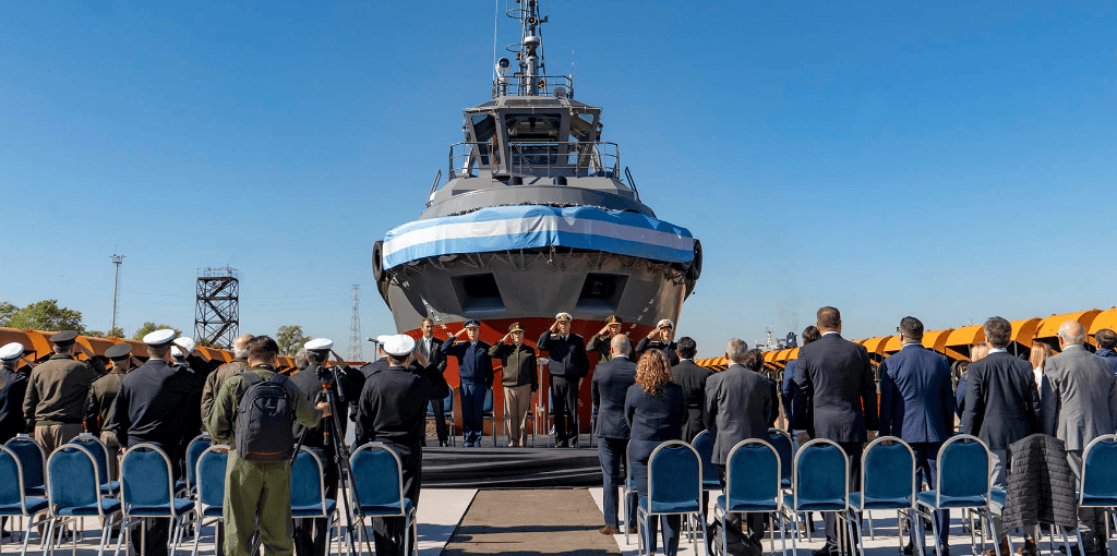 Botadura en Tandanor: el remolcador ARA «Pampero» inicia su camino hacia la Armada Argentina