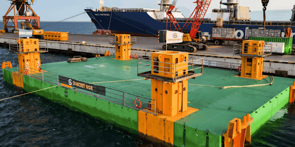 Concret-Nor avanza con el armado de la plataforma Combifloat C7 en San Antonio Este para el proyecto de VMOS