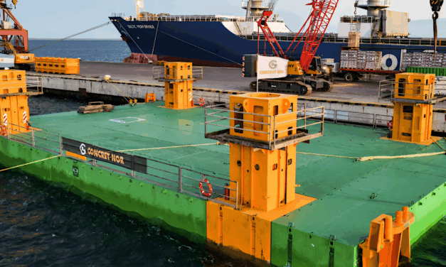 Concret-Nor avanza con el armado de la plataforma Combifloat C7 en San Antonio Este para el proyecto de VMOS