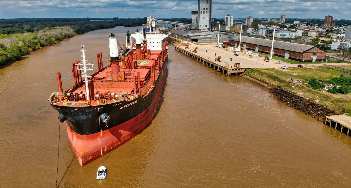 El African Quail llegó al puerto de Concepción del Uruguay para una nueva exportación de madera a la India