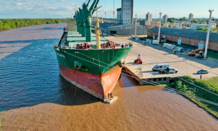 Exportaciones en el puerto de Concepción del Uruguay: termina la carga del Santamaría y llega el Orient Glory