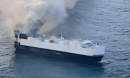 Incendio en el Maersk Lanco compromete carga de langostino argentino rumbo a Europa