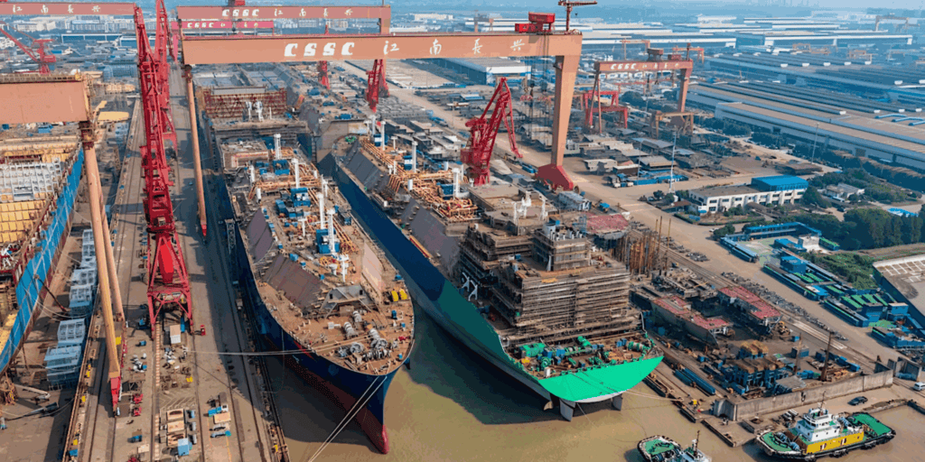Industria naval: portacontenedores y supertanqueros saturan los astilleros chinos hasta 2030