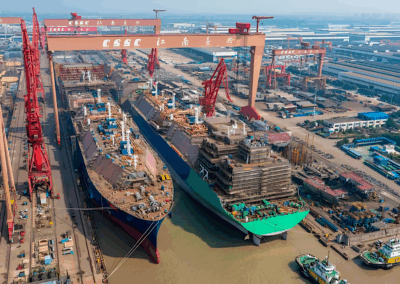 Industria naval: portacontenedores y supertanqueros saturan los astilleros chinos hasta 2030